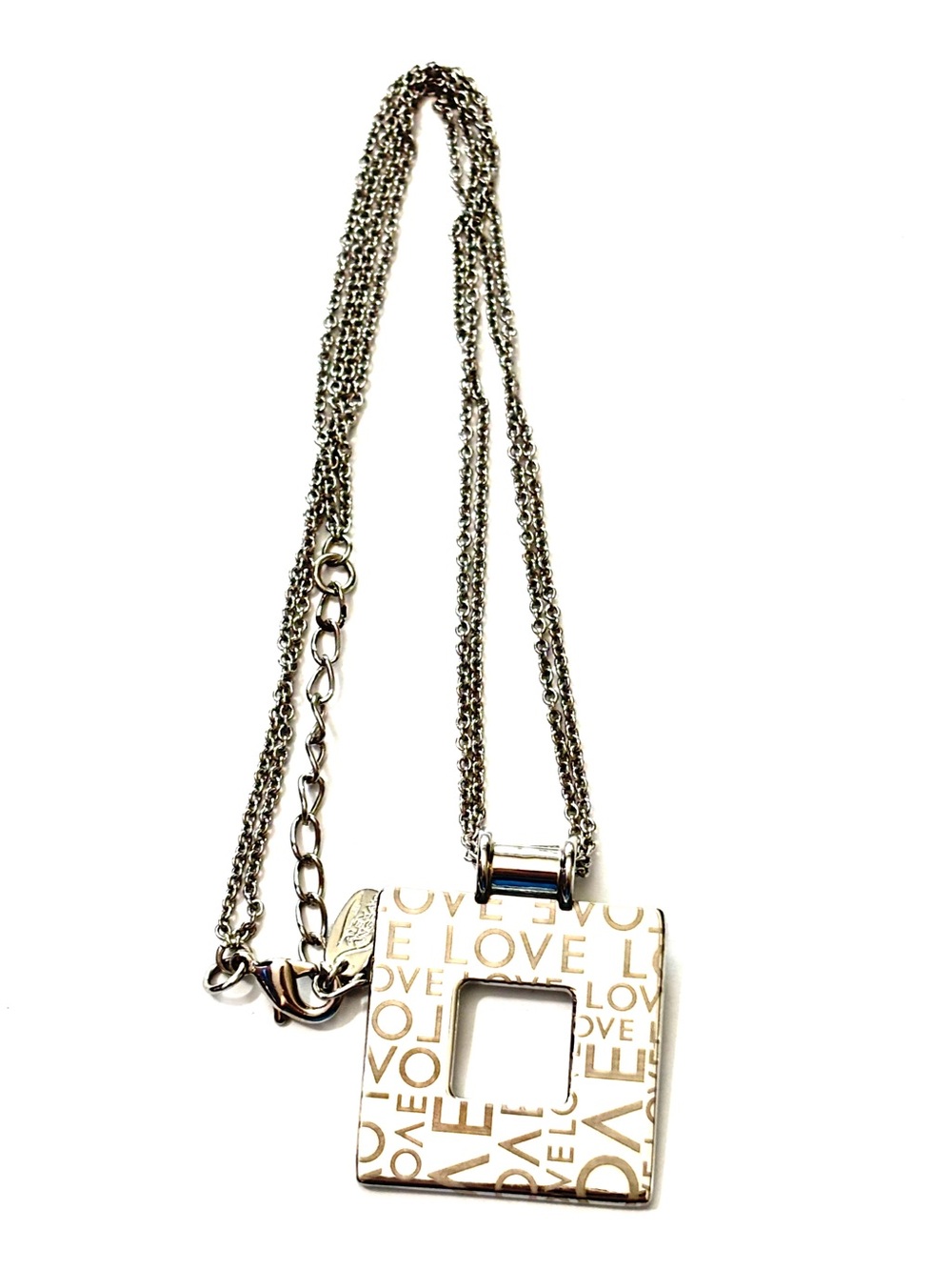 Alexa’s Angels Vintage Y2K Silver Tone Chunky Geometric Love Pendant Necklace
